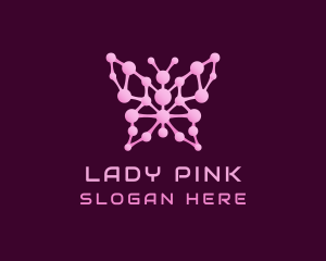 Pink Butterfly Molecule logo design