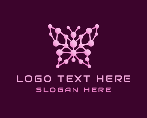 Research - Pink Butterfly Molecule logo design