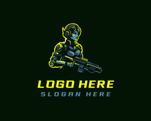 Videogame - Gamer Girl Shooter logo design