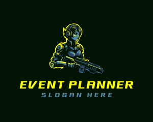 Player - Gamer Girl Shooter logo design