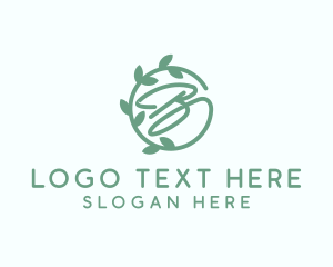 Wreath - Green Letter B logo design