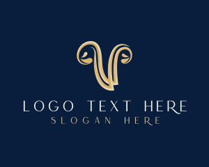 Gold - Elegant Decorative Letter V logo design