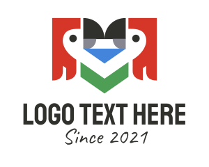 Pet Store - Geometric Twin Parrot logo design