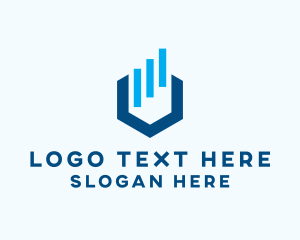 Letter Nc - Finance Hexagon Bars logo design