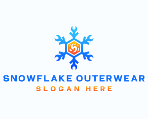 Snowflake Wrench Fire HVAC logo design