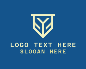 Protection - Geometric Banner Shield logo design