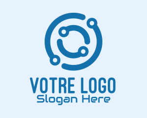 Blue Circuit Circle logo design