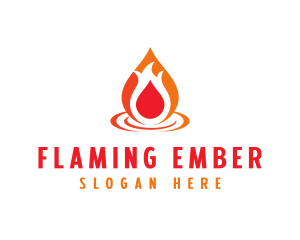 Burning - Flame Droplet Gas logo design