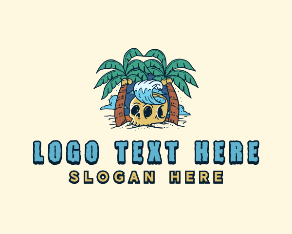 Skeleton - Skull Skeleton Wave logo design