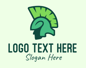 Helmet - Green Organic Spartan logo design
