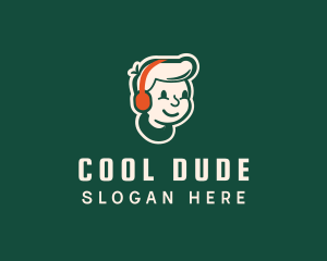 Dude - Cute Headphone Guy logo design