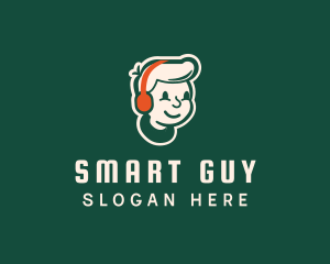 Guy - Cute Headphone Guy logo design