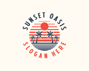 Tropical Beach Sunset logo design