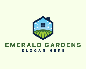 Sky House Landscaping Field logo design