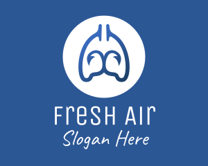 Blue Respiratory Lungs Hook logo design