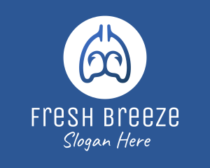 Blue Respiratory Lungs Hook logo design