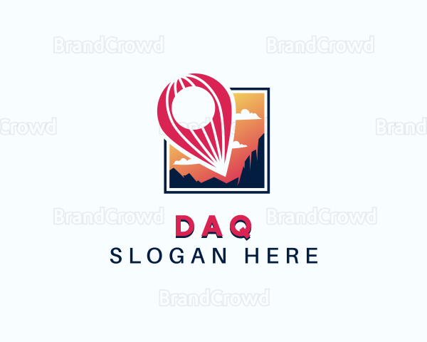 Location Pin Hot Air Balloon Logo