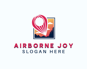 Location Pin Hot Air Balloon logo design