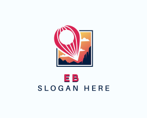 Tour Guide - Location Pin Hot Air Balloon logo design