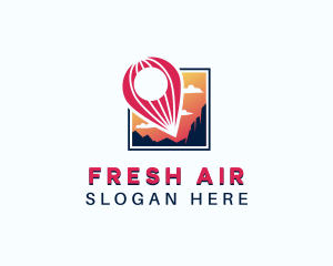 Location Pin Hot Air Balloon logo design