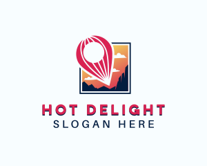 Location Pin Hot Air Balloon logo design