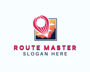 Location Pin Hot Air Balloon logo design