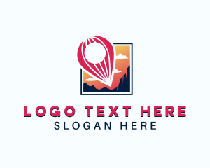 Location Pin Hot Air Balloon Logo