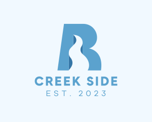 Creek - Blue Road Letter R logo design