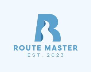 Blue Road Letter R logo design