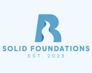 Liquid - Blue Road Letter R logo design