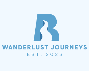 Roadtrip - Blue Road Letter R logo design