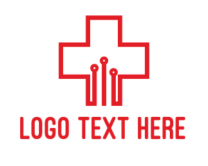 Technology - Medical Circuit Cross logo design