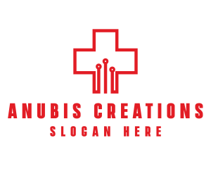 Medical Circuit Cross logo design