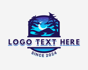 Forest - Night Outdoor Camping logo design