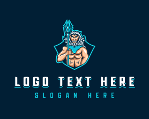 Gamer - Poseidon Greek God logo design