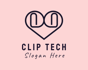 Heart Paper Clip logo design