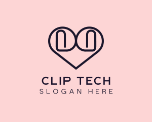 Heart Paper Clip logo design