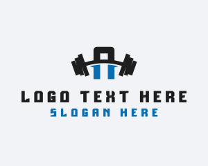 Trainer - Barbell Gym Fitness Letter A logo design