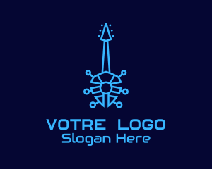 Heavy Metal - Blue Electric Guitar logo design