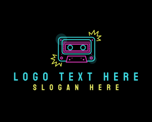 Neon Music Cassette Logo