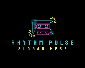Edm - Neon Music Cassette logo design