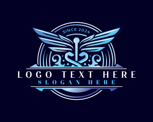 Wings - Circular Caduceus Therapy logo design