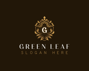 Luxury Crown Leaf logo design