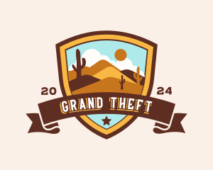 Cowboy - Desert Dunes Shield Landscape logo design