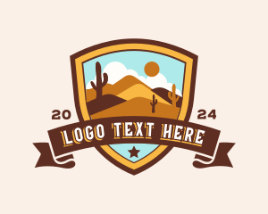 Cactus - Desert Dunes Shield Landscape logo design