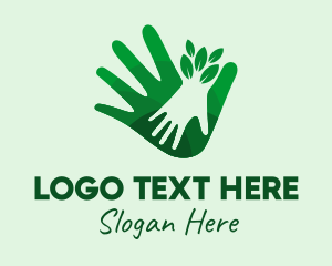 Leaf - Green Natural Hands logo design