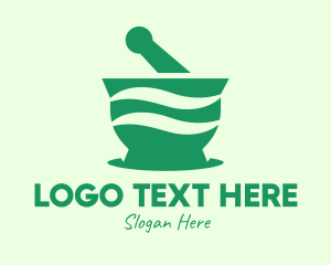 Traditional Medicine - Green Mortar & Pestle logo design