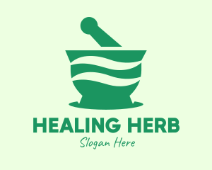 Green Mortar & Pestle logo design