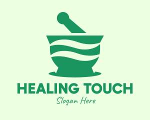 Green Mortar & Pestle logo design