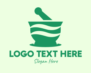 Mixing Bowl - Green Mortar & Pestle logo design